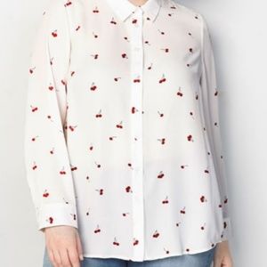 NWT Cherry Print Button Down Blouse from Avenue